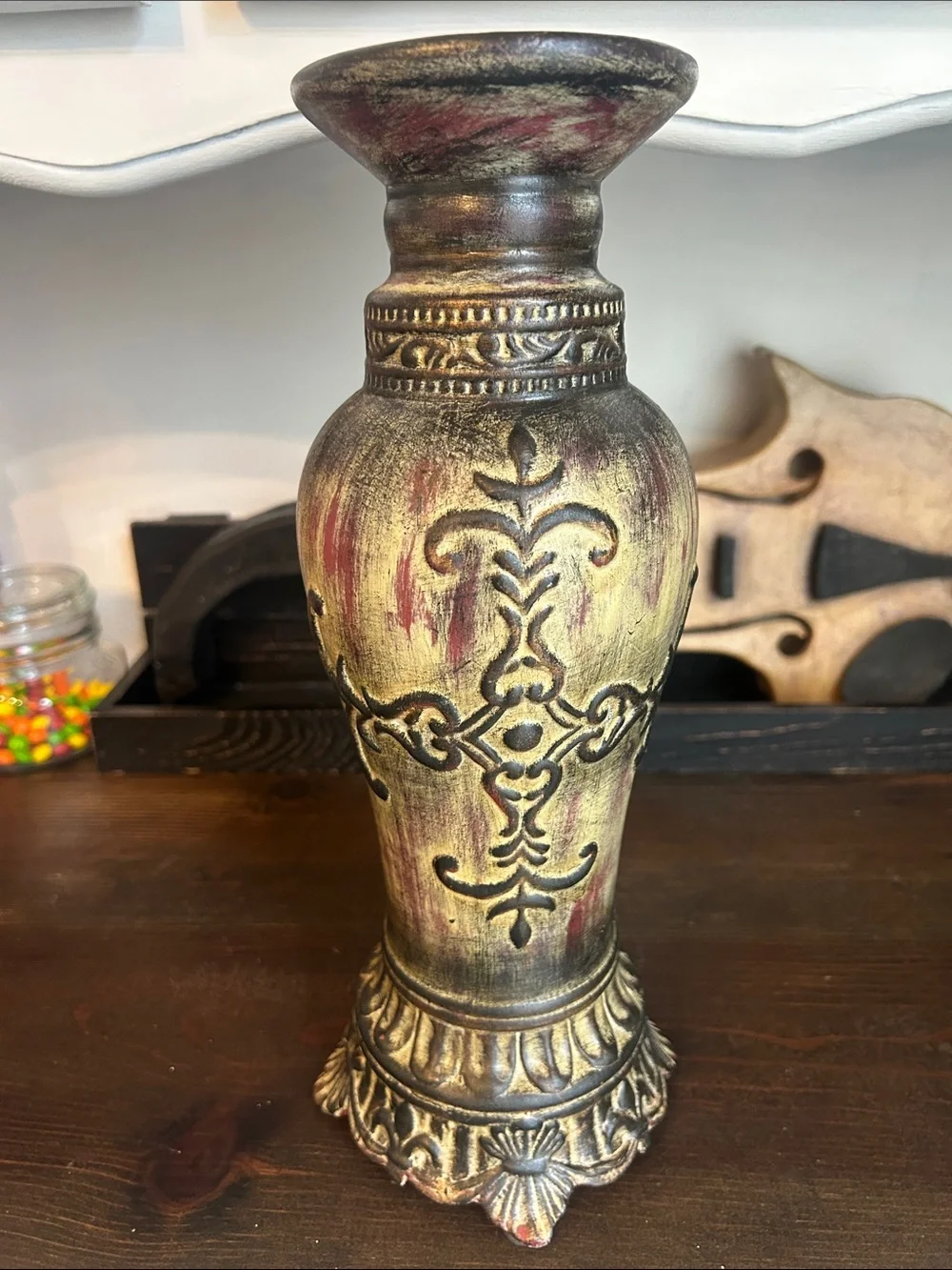 Ceramic Rustic Brown Decorative Table Vase - Home Accents